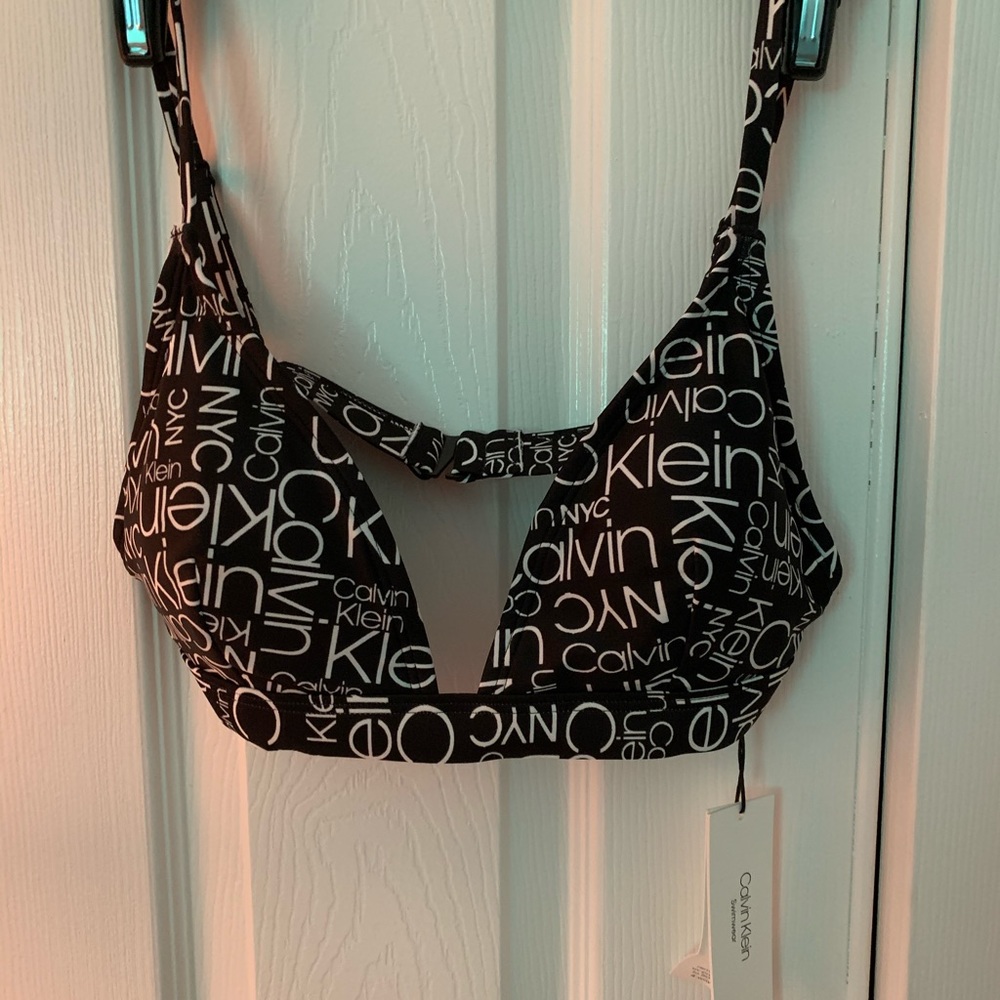 NWT Calvin Klein Logo-Print Triangle Bikini Top - Picture 2 of 4